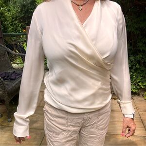 Theory Crossover Front Silk Blouse